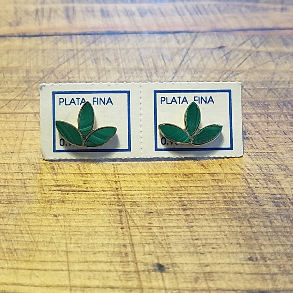 Malachite and silver earrings